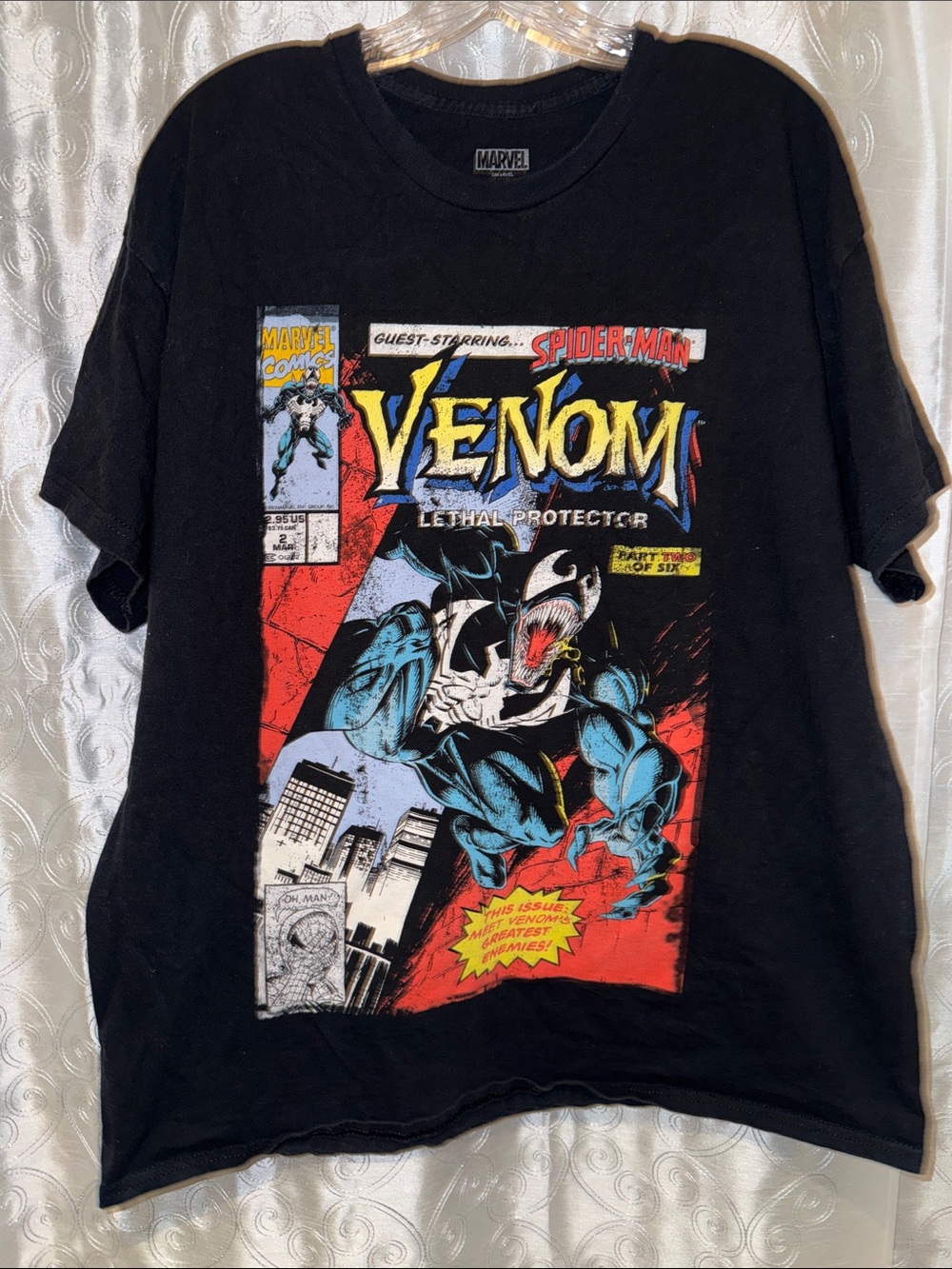 Marvel Venom Comic Graphic Tee - Black with Red & Blue Accents Men’s Size XL 🔥G2